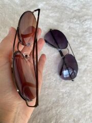 Unisex Damla Model Metal Yarım Çerçeveli Güneş Gözlüğü uv400 2 li set