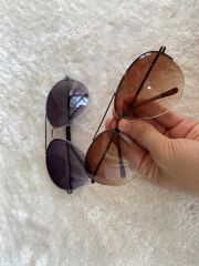 Unisex Damla Model Metal Yarım Çerçeveli Güneş Gözlüğü uv400 2 li set