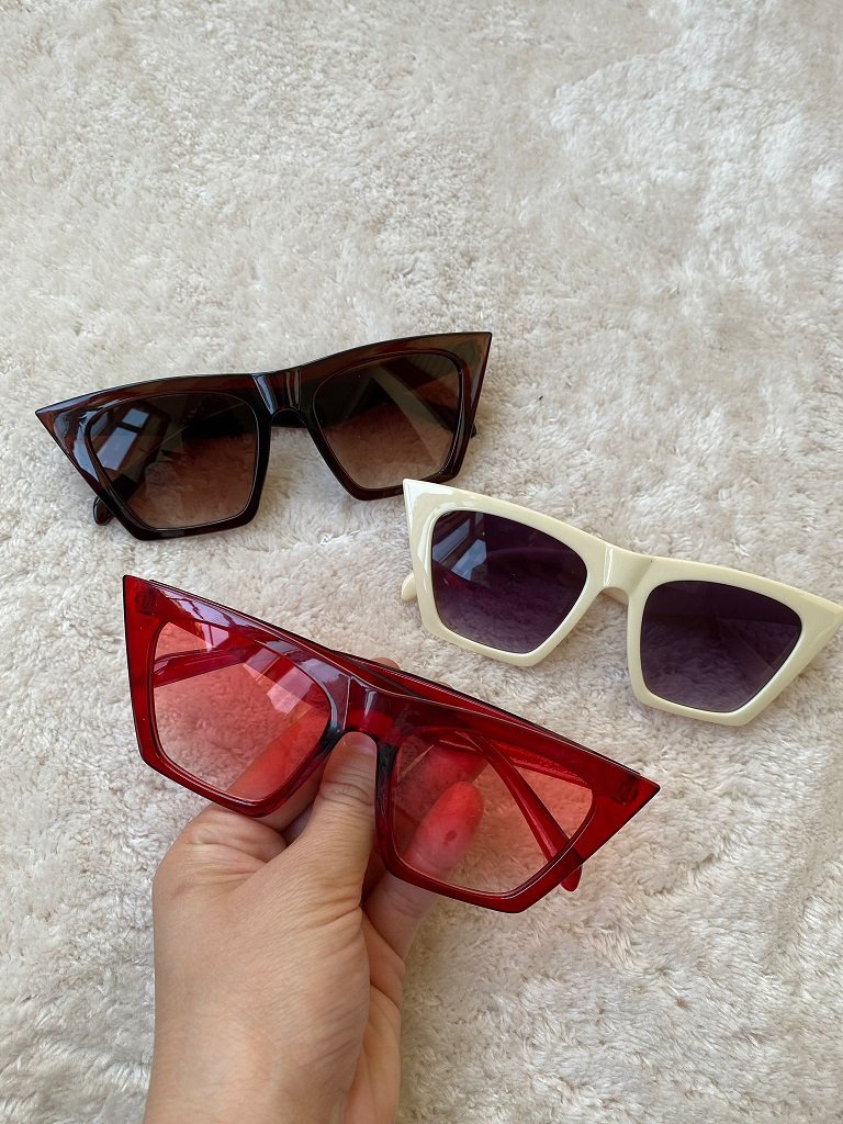 Kadın Çerçeveli  Köşeli Cat Eye Güneş Gözlüğü Seti 3’lü set
