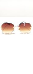 Unisex Kahverengi Çerçevesiz Kristal Kesim Lens Uv400 Güneş Gözlüğü