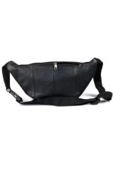 Siyah Hakiki Deri Üç Gözlü Bel Çantası