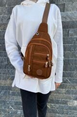 Unisex Taba Suya Dayanıklı Krinkıl Çapraz Askılı Vücut Ve Bel Çantası Kırinkıl Body Bag