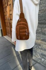 Unisex Taba Suya Dayanıklı Krinkıl Çapraz Askılı Vücut Ve Bel Çantası Kırinkıl Body Bag