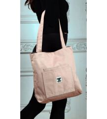 Yumuşak Bez Kumaş Kol Ve Omuz Çantası ağzı fermuarlı kadın çanta pembe