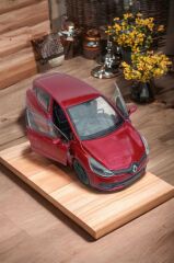 Metal Çekbırak RENAULT CLİO RENO CLİO araba 12x5cm kapılar açılır  Demir Oyuncak Araç Hediyelik Taksi KIRMIZI