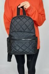 DZC KUZENLER AVM Kadın Kapitone Su Geçirmez Kumaş Sırt Çantası Mor Renk SİYAH