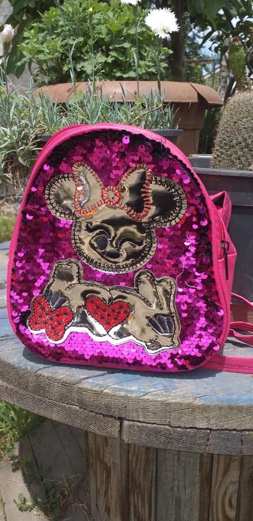 KIZ ÇOCUK FUŞYA PAYETLİ PONPONLU MİNİ GÜNLÜK SIRT ÇANTASI