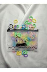 Şeffaf Çantalı 100 Adet Kumaş Lastik Saç Örgü Mini Tokalar İTHAL KALİTE