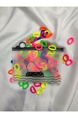 Şeffaf Çantalı 100 Adet Kumaş Lastik Saç Örgü Mini Tokalar İTHAL KALİTE