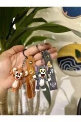 DZC KUZENLER AVM Tom ve Jerry Karikatür Anime Figür PVC Bebek Anahtarlık Çanta Anahtarlık Süsü 2 adet