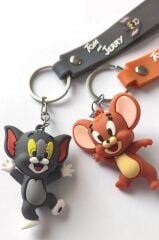 DZC KUZENLER AVM Tom ve Jerry Karikatür Anime Figür PVC Bebek Anahtarlık Çanta Anahtarlık Süsü 2 adet