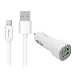 Hytech HY-X42 3.4A Hızlı Şarj Micro USB Kablolu 2 USB Beyaz Araç Şarj Cihazı