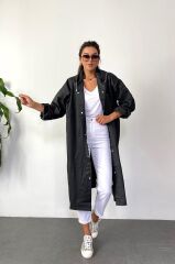 Kadın Erkek Yağmurluk Kapüşonlu Çıtçıtlı Eva Siyah Yağmurluk M21mrc881r03