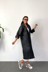 Kadın Erkek Yağmurluk Kapüşonlu Çıtçıtlı Eva Siyah Yağmurluk M21mrc881r03