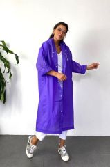 Kadın Erkek Yağmurluk Kapüşonlu Çıtçıtlı Eva Mor Yağmurluk M21mrc881r09