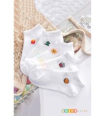 5 Çift Sevimli çizgili Desenli Kadın/kız çorap dikişli ayak bileği düşük kesim genç Çorabı  36-40