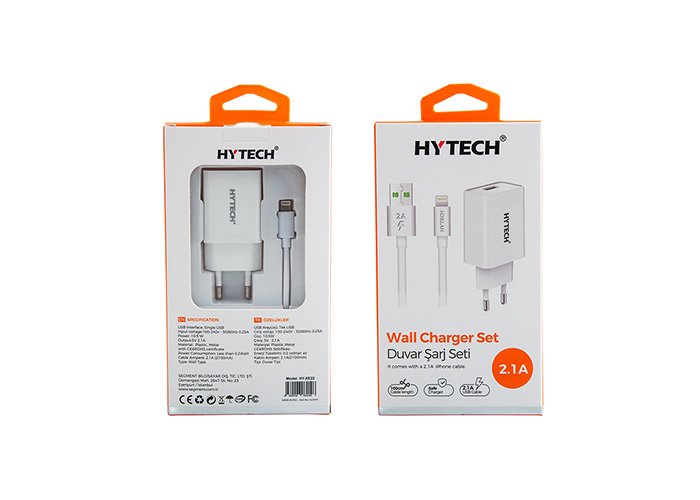 Hytech HY-XE22 2.1A Lightning Kalın Kablolu Beyaz Ev Şarj Adaptörü  Hızlı Şarj