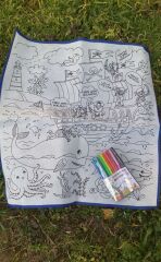 Play Toys Suyla Yıka Tekrar Boya Fantastik boyama halıları Deniz Hayvanları 50×50 + 12 Boyama Kalemi