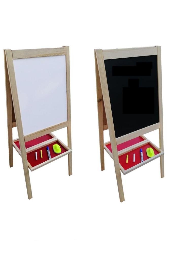 Çift Taraflı Ayaklı Ahşap Çocuk eğitici Yazı Tahtası 110x45