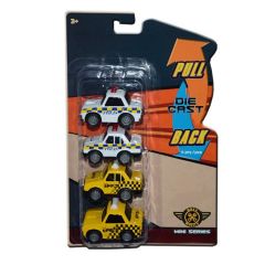 Metal Mini Polis  Araba Taksi oyuncak metal demir 4 lu 7 cm