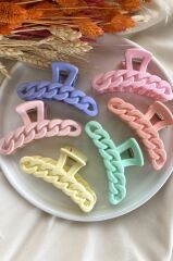 6’lı Büyük Boy Zincir Desenli Renkli Kaydırmaz Mandal Toka Seti