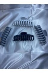 Kadın 4’lü Gri-siyah Büyük Xl Mandal Toka Seti