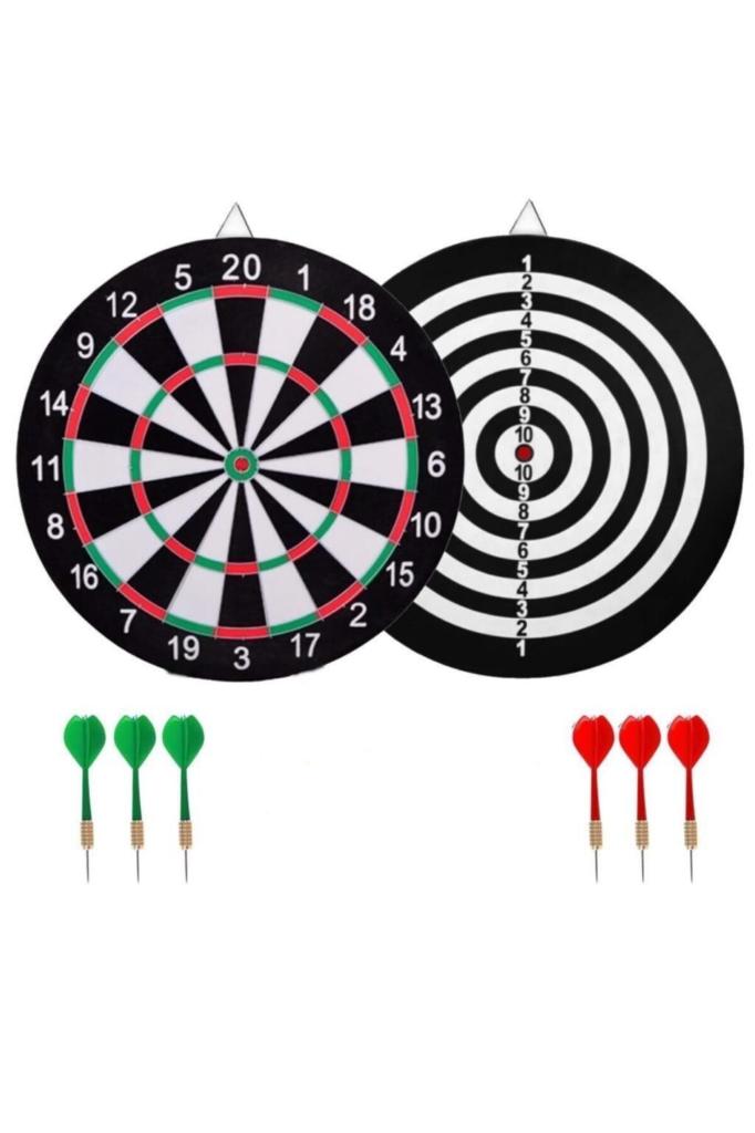 DZC KUZENLER AVM İĞNELİ Dart Tahtası DEV BÜYÜK BOY Çift Taraflı 45 Cm 6 Ok SPOR AKTİVİTE OYUNCAK