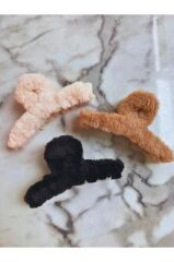Peluş Yumuşak Tüylü Mandal Toka 3'lü 11 cm