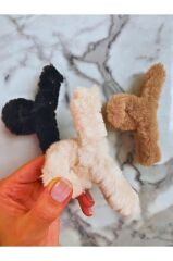 Peluş Yumuşak Tüylü Mandal Toka 3'lü 11 cm