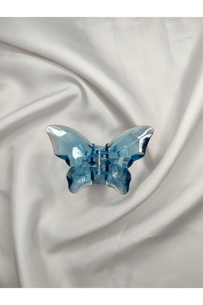 Kelebek Model Akrilik Şeffaf Büyük Boy Mandal Toka 8 CM