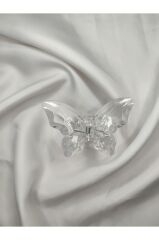 Kelebek Model Akrilik Şeffaf Büyük Boy Mandal Toka 8 CM