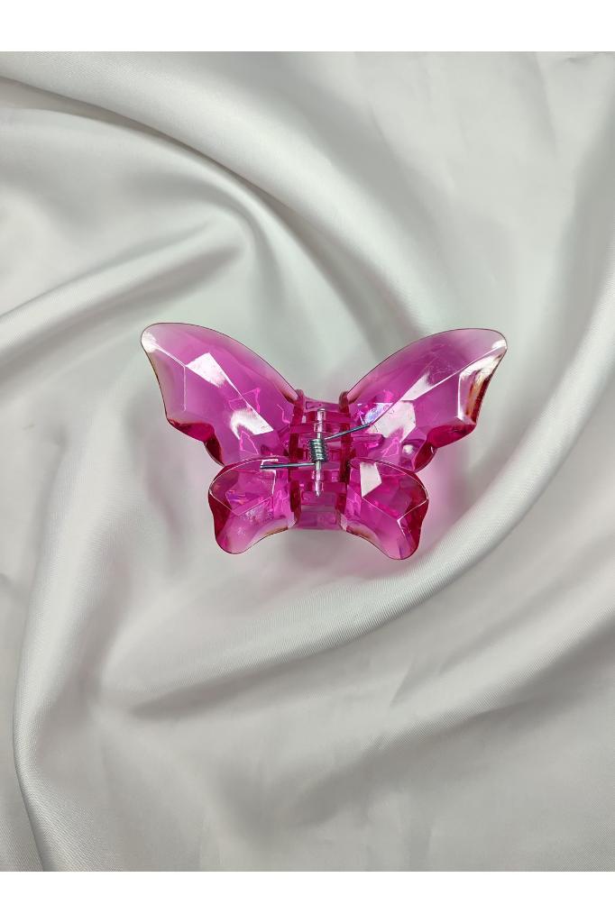 Kelebek Model Akrilik Şeffaf Büyük Boy Mandal Toka 8 CM Tek Ebat