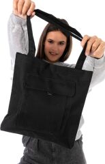 Kadın Siyah Yumuşak Bez Kumaş Kol Ve Omuz Çantası ağzı fermuarlı kadın çanta