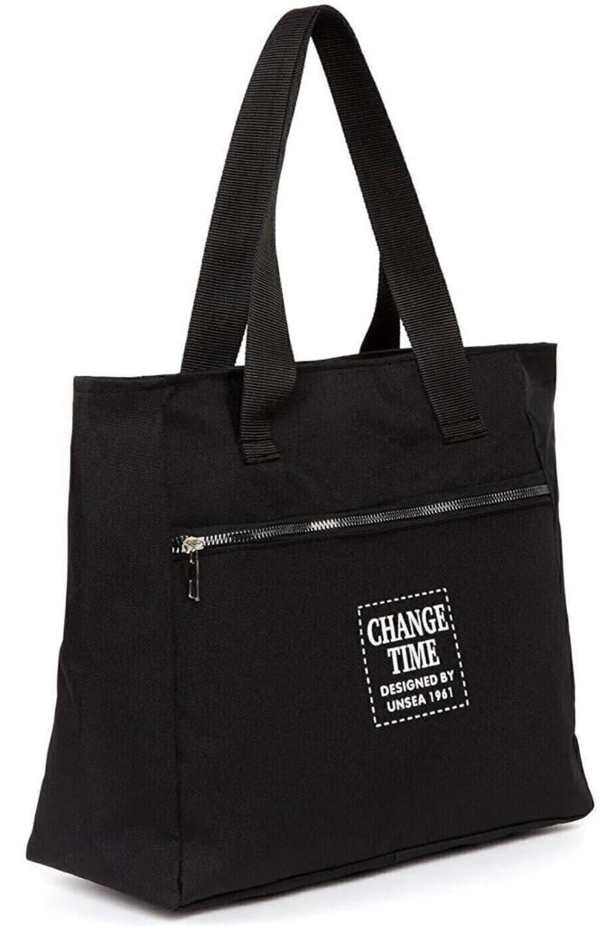 Kadın Siyah Yumuşak Bez Kumaş Kol Ve Omuz Çantası ağzı fermuarlı kadın çanta