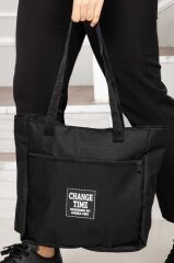 Kadın Siyah Yumuşak Bez Kumaş Kol Ve Omuz Çantası ağzı fermuarlı kadın çanta