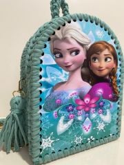 DZC KUZENLER AVM FROZEN ELSA KIZ ÇOCUK SIRT ÇANTASI TARZ EL ÖRME DAYANIKLI SPOR