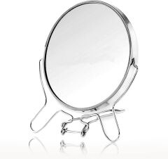 Çift Taraflı Büyüteçli Makyaj Aynası 5 Inç Masa Üstü Aynası 15cm GÜMÜŞ