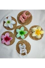 6'lı Rengarenk Lotus Çiçeği Mandal Toka 8 Cm ÇOK RENKLİ ÇOK SEVİLEN 1.SET - Tek Ebat
