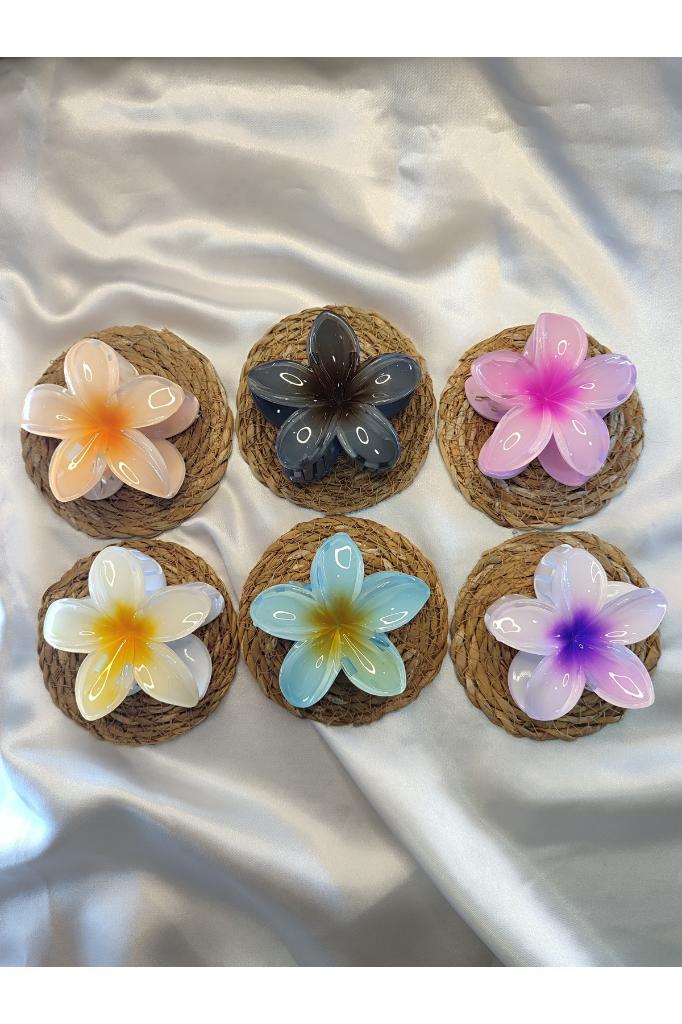 6'lı Rengarenk Lotus Çiçeği Mandal Toka 8 Cm 3.SET - Tek Ebat