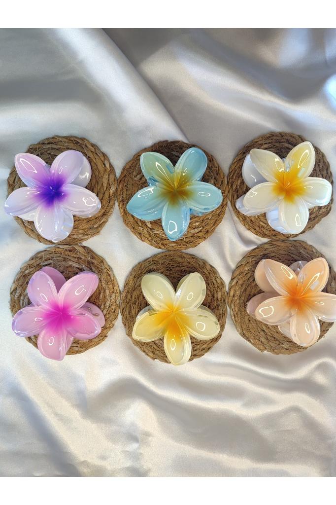 6'lı Rengarenk Lotus Çiçeği Mandal Toka 8 Cm 2.SET - Tek Ebat