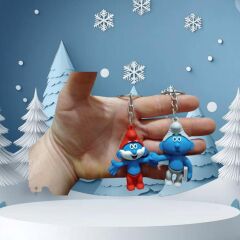 DZC KUZENLER AVM şirinler Karikatür Anime Figür PVC 2 adet Anahtarlık Çanta Anahtarlık Süsü