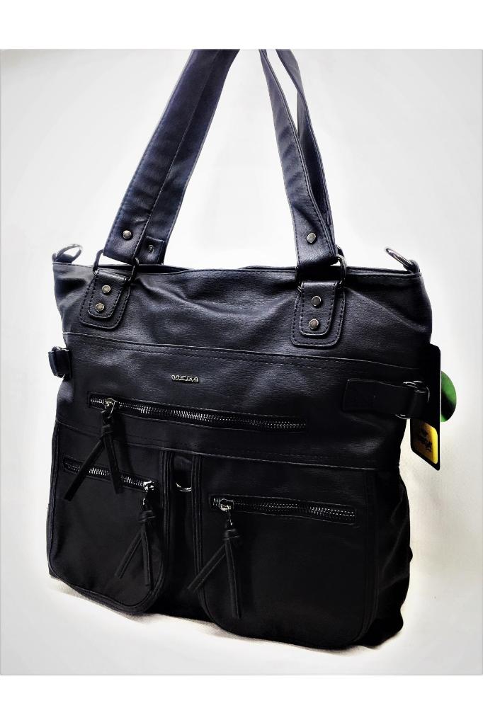 MEGA BAG Yıkama Deri Çok Cepli Büyük Boy Omuz Çantası