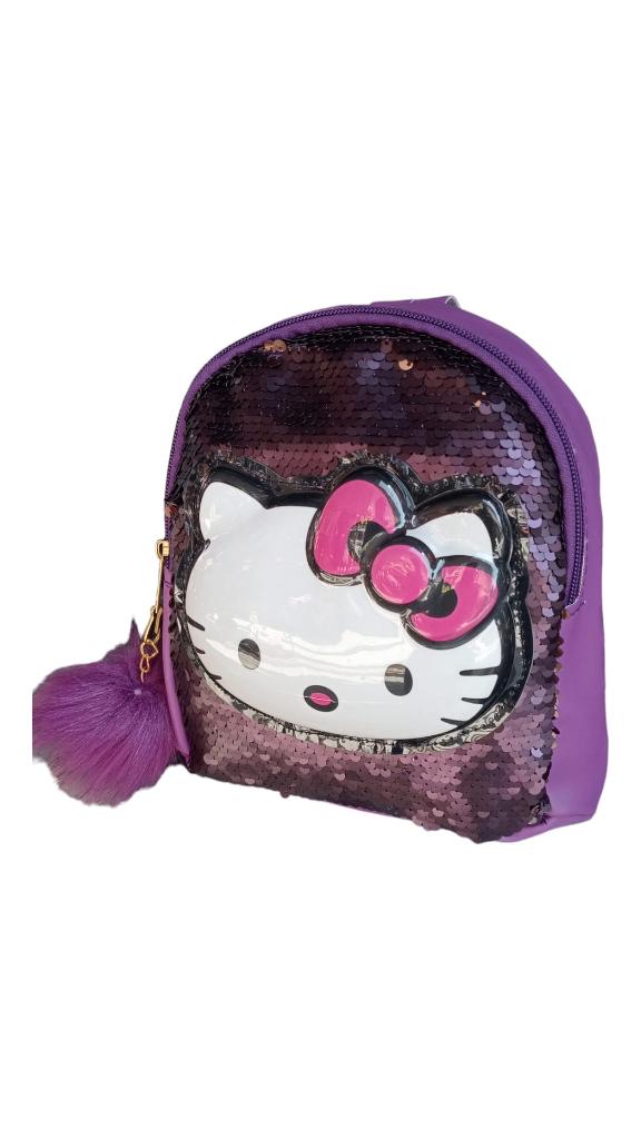 DZC KUZENLER AVM PAYETLİ PULLU IŞIKLI ÇOCUK SIRT ÇANTASI PONPONLU HELLO CITY MOR