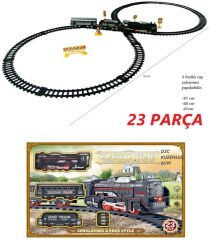 23 PARÇA PİLLİ RAYLI IŞIKLI TREN SETİ OYUNCAK 3 VAGONLU KLASIK