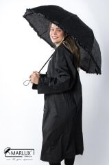 Siyah Tam Bombeli Gizli Çiçek Desenli Kadın Şemsiye M21mar246r001