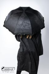 Siyah Tam Bombeli Gizli Çiçek Desenli Kadın Şemsiye M21mar246r001