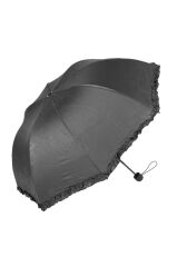 Siyah Tam Bombeli Gizli Çiçek Desenli Kadın Şemsiye M21mar246r001