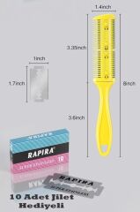 Kuaför Berber Makas Seti 15.5 Cm Ara Makası 15,5 Cm Saç Makası Jiletli Tarak 10 Adet Yedekli