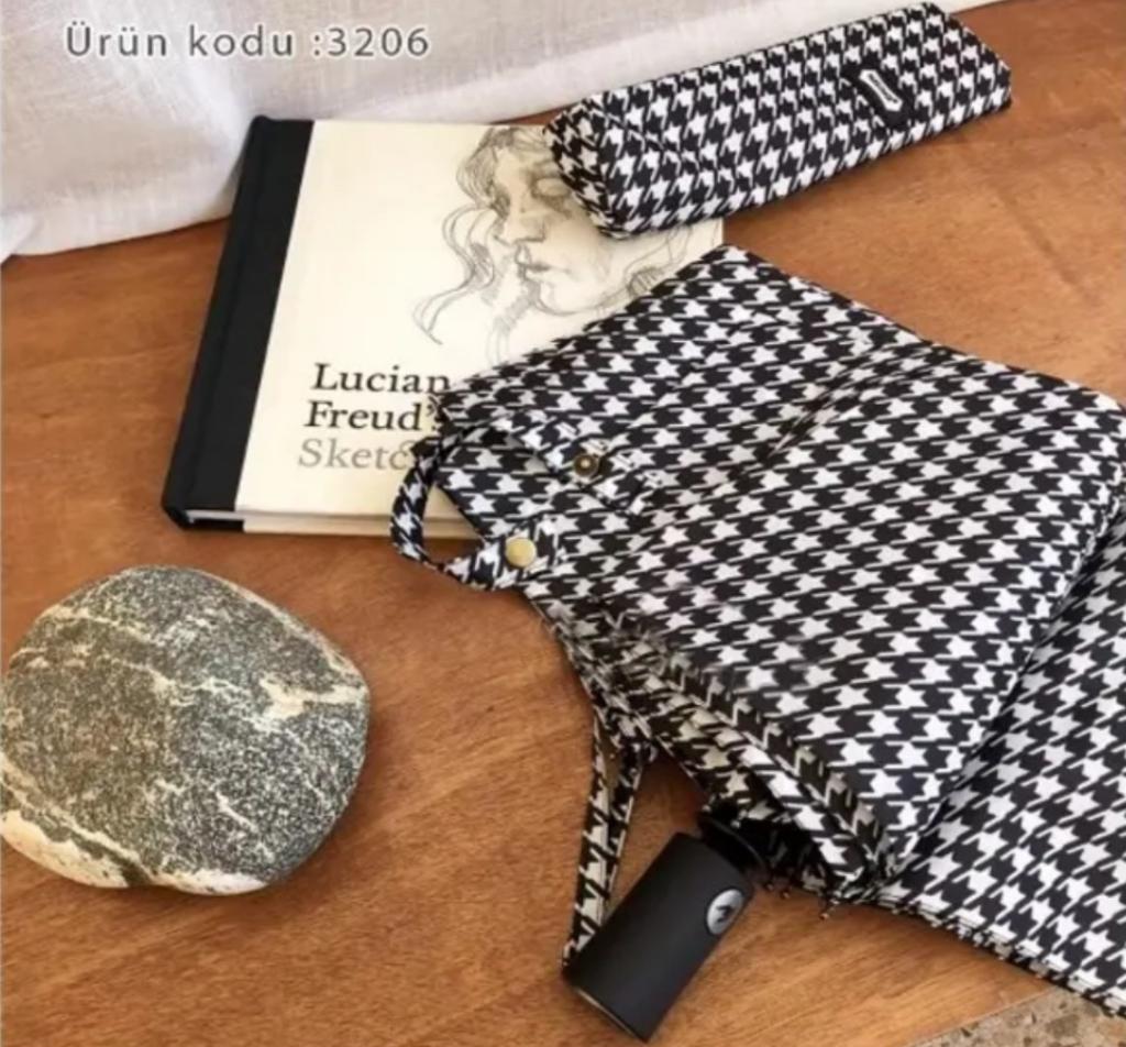 kaz ayağı desen piti kare sağlam full otomatik şemssiye