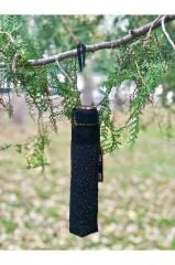 Rüzgarda Kırılmayan Kar Tanesi Desenli Puantiye Detaylı Siyah Kadın Şemsiye